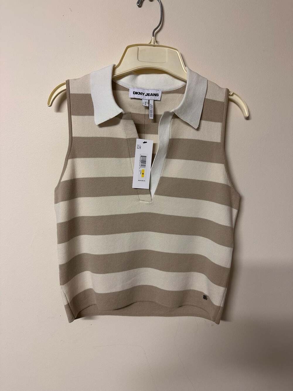 DKNY Jeans Striped Sleeveless Polo Sweater Size M NWT